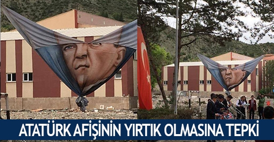  Atatürk afişinin yırtık olmasına tepki