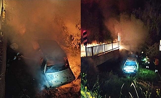 Köy yolunda araç yandı, 1 ölü
