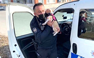 Kayıp yavru köpeği polis buldu