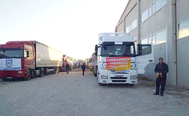 Çorum’un tırları Elazığ’a ulaştı