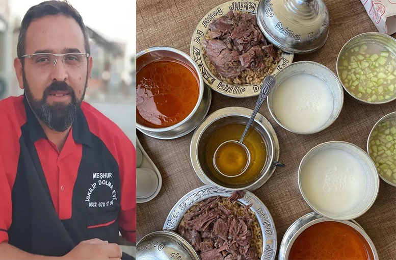 Dolma ustası ödülünü alıyor