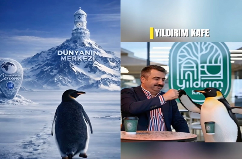 Pengueni Çorum’a getirdiler, viral oldu!